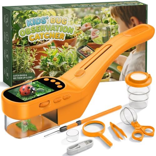 CIMELR Bug Catcher for Kids with 2.4" Screen, 500X Digital Microscope, 1080P Photo/Video, 1000mAh Battery, 8 LED, PC Real-Time Imaging, STEM Nature Toy & Gift for Boys Girls Ages 3-12 by CIMELR