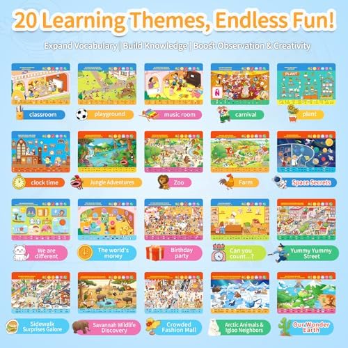 Interactive Search and Find Activity Books for Kids Ages 3-5, Toddler Travel Games Toys for Car Airplane, Road Trip Activities for Kids 4-8, Educational Preschool Learning Toys Gift with a Talking Pen - Image 3