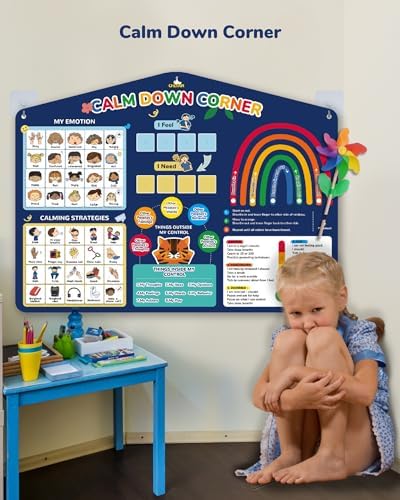 CHEFAN Calm Down Corner Set, Feelings Chart for Kids,Social Emotional Learning Activities,Calm Corner Classroom Supplies for Therapy Office Decor, Mental Health Wall Decorations for Preschool Teachers - Image 6