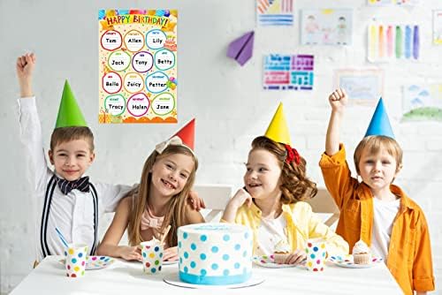 FaCraft Birthday Chart for Classroom - Happy Birthday Poster Reusable Birthday Calendar Laminated Classroom Birthday Chart Classroom Bulletin Board Decorations Back to School Supplies - Image 5