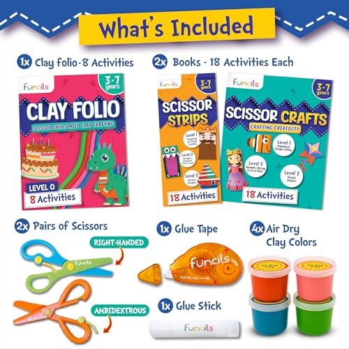Funcils Kids Scissors Skills with Air Clay, Toddler Scissors Ages 3 4 5 6 7 - Image 2