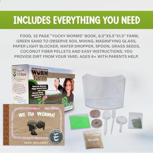 Worm Farm for Kids Kit with 20 Live Worms, Food, Book, All-in-One Bundle - Image 4