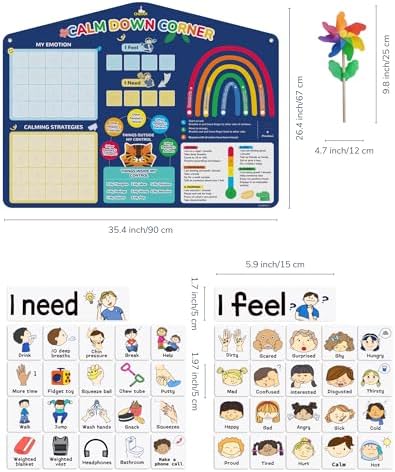 CHEFAN Calm Down Corner Set, Feelings Chart for Kids,Social Emotional Learning Activities,Calm Corner Classroom Supplies for Therapy Office Decor, Mental Health Wall Decorations for Preschool Teachers - Image 2