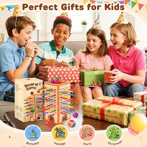 Montessori Board Game for Kids 4-6, 42 Colorful Wooden Sticks Dice Game with 12 Balls, Math & Counting Educational Toy for 3 4 5 6 Year Olds, Fine Motor Skills, Classic Table Game for Family Night - Image 6