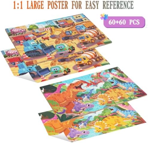 Puzzles for Kids Ages 4-8, 60 Pieces Puzzles for Kids Ages 3-5 in a Metal Box Girls and Boys Learning Educational Jigsaw Puzzle Toys Gifts - Image 3