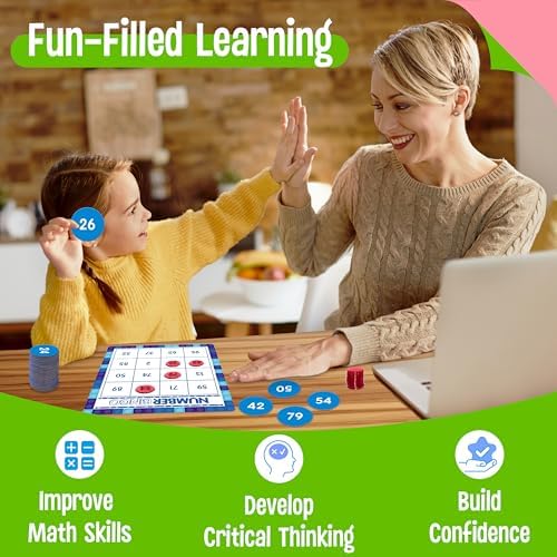 SpriteGru Number Bingo Game, Number 1-100 Bingo Board Game Learn & Count to Read 2 Versions Number Recognition Game for Kids 5-12, Perfect for Classroom & At Home - Image 6