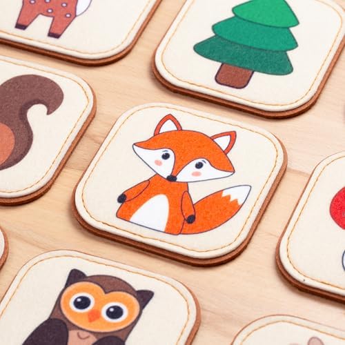 Felt Matching Game for Ages 2–4 – Soft and Safe for Ages 1+ – Montessori Memory Game – Sensory Flash Cards – Best Educational Gift for Ages 1–3 - Woodland Animal Theme - Image 3