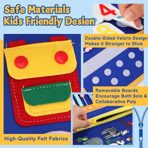 Montessori Busy Book 3-5, 12-in-1 Sensory & Fine Motor, Travel Gift - Image 3