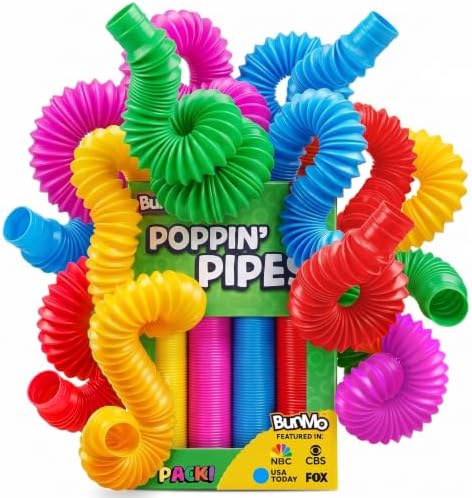 BUNMO Pop Tubes - Sensory Toys - Fidget Toys - Imaginative Play & Stimulating Creative Learning - Hours of Fun for Kids - Tons of Ways to Play - Non-Mouthable Toy 3+ - 30 Pack Large by BunMo