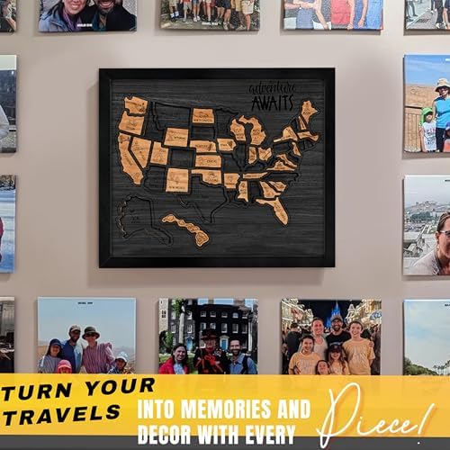 flinelife USA Landmarks Travel Map, 13x11, Wooden USA Map Puzzle, Perfect for Couples and Families Gift - Image 4