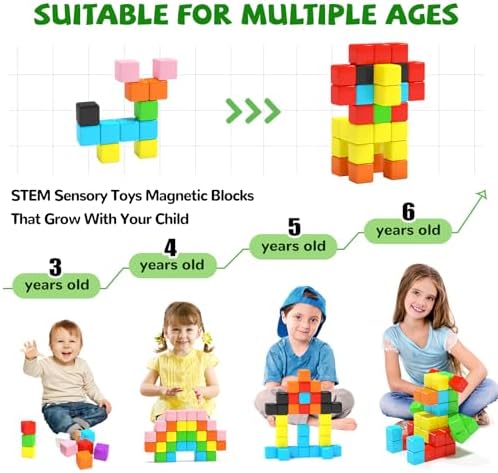 Hiwawind 40pcs Magnetic Blocks -Ideal Gifts for 3 4 5 6 Year Old,STEM Learning Toys for 3-5 Year Old Boys & Girls, Safe & Strong Building Blocks with ASMR Sounds,Classroom Must Haves - Image 4