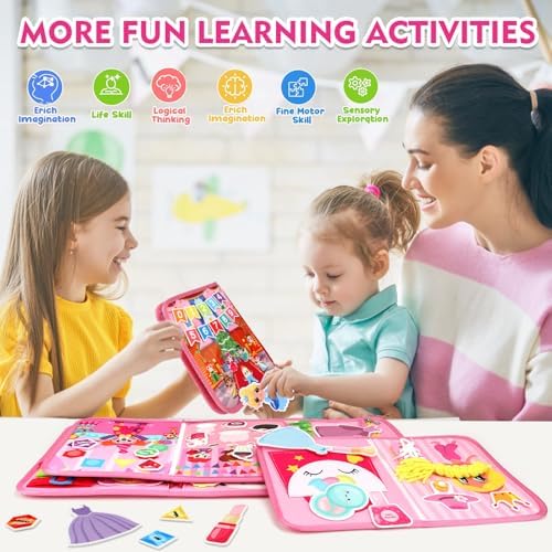 Teensymic Montessori Busy Board for Toddlers Ages 3+ – Portable Travel Quiet Book for Fine Motor Skills, Practical Life & Cognitive Learning, for Boys & Girls - Image 4
