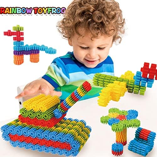 RAINBOW TOYFROG Interlocking Gears Toys for Kids - 100 Piece Kit with Tote - Colorful Manipulatives for Preschool Sensory Bin Or Occupational Therapy Tools - STEM Building Toys for Girls & Boys - Image 5