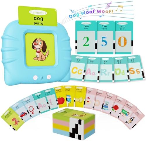 Aullsaty Toddler Toys Bilingual English and Spanish Talking Flash Cards for 1 2 3 4 5 6 Year Old Boys and Girls, Autism Sensory Toys for Autistic Children, Learning Educational Speech 250 Sight Words by Aullsaty
