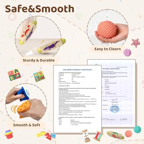 Montessori Toys for Babies 6-12 Months,1 Year Old,8 in 1 Baby Sensory Toy for 12-18 Months Toddler,Wooden Educational Development Toys with Soft Stacking Cup&Sensory Ball&Tissue Box - Image 5