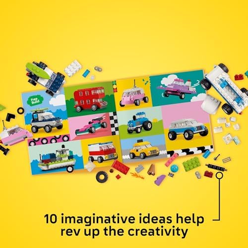 LEGO Classic Creative Vehicles, Colorful Construction Brick Building Kit with Ice Cream Truck, Police Car Toy, Model City Cars and More, Gift or Car Toy for Boys, Girls and Kids Ages 5 and Up, 11036 - Image 5