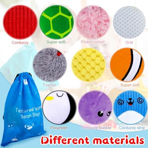 teytoy 10 Packs Sensory Bean Bags for Kids,Texture Sensory Beanbags,Sensory Toys for Autism Kids,Toddler Sensory Toys,Marine Animals Beanbags with Storage Bag,Fine Motor Toys for Preschoolers - Image 4