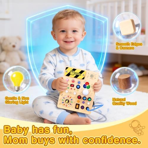 Grarain Busy Board for Toddlers - Montessori Educational Toy for 1-3 Year Old Boys & Girls | Travel-Friendly Sensory Learning Activity | Ideal for Kids with Autism(Busy Board v5) - Image 4