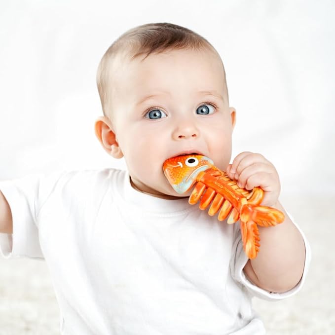 3 in 1 Infant Toys, Baby Teething Toys 3–6 6–12 Months, Teethers for Babies 0–3–6–12 Months for Teething Relief, Baby Gift, Baby Teether Toys, Silicone Sensory Toys,USA Patent Pending, Fish (Rainbow)