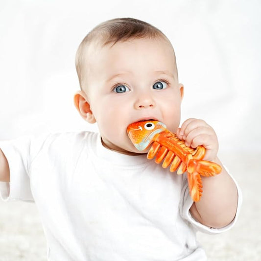 3 in 1 Infant Toys, Baby Teething Toys 3–6 6–12 Months, Teethers for Babies 0–3–6–12 Months for Teething Relief, Baby Gift, Baby Teether Toys, Silicone Sensory Toys,USA Patent Pending, Fish (Rainbow)