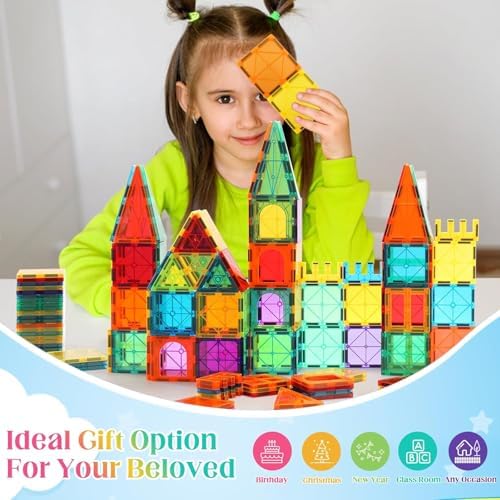 OugerToy 32-Pack Magnetic Tiles–Rainbow Builder Set - Image 4