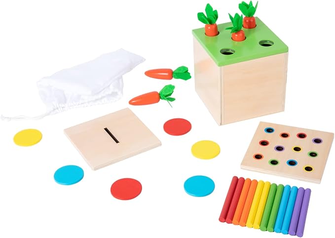Adena Montessori 3 in 1 Wooden Play Kit for Babies 6-12 Months by AdenaMontessori