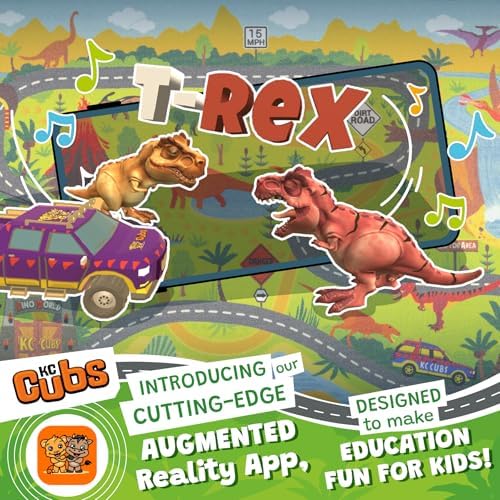 KC Cubs 3x5 Dinosaur Toy Car Dino Road Rug – Educational Play Mat Carpet for Kids, Toddlers, Nursery, Classroom, Playroom, Baby Daycare, Boys & Girls - Image 5