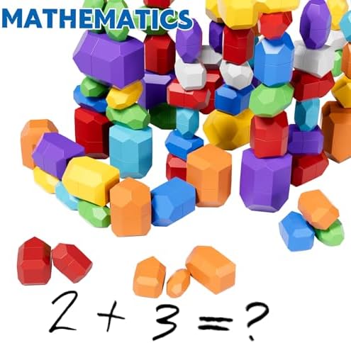 Lucky Doug 50PCS Large Rocks Stacking Toys for Toddlers 3-6, Safe Montessori Stacking Building Blocks Stones Toy for Preschool 3 4 5 6 Year Old Boys Girls, Sensory Birthday Gifts for Kids 3-6 - Image 5