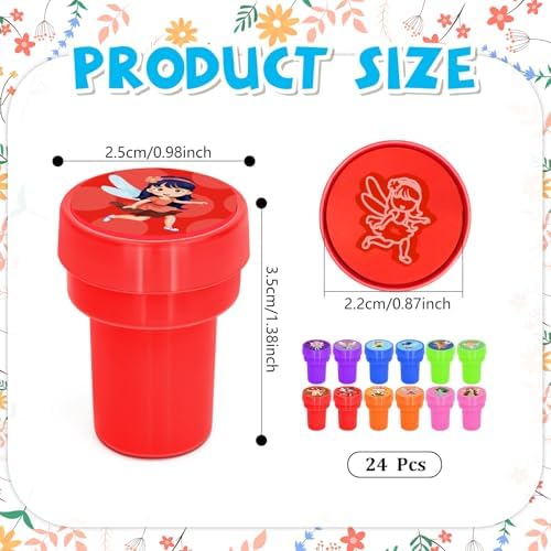 Cinrobiye 24 Pcs Fairy Stampers for Kids, Pre-Inked Fairy Party Favors, Birthday Goodie Bag Fillers, Classroom Rewards, Treasure Box Prizes, Pinata Fillers, Carnival Toys - Image 2
