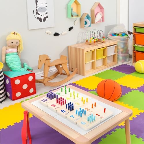 Wooden Counting Peg Board, Kindergarten Math Manipulatives Number Counting Toys, Learning Activities Montessori Educational Toys for 3 4 5 Year Old Kids Boys Girls Gifts - Image 5