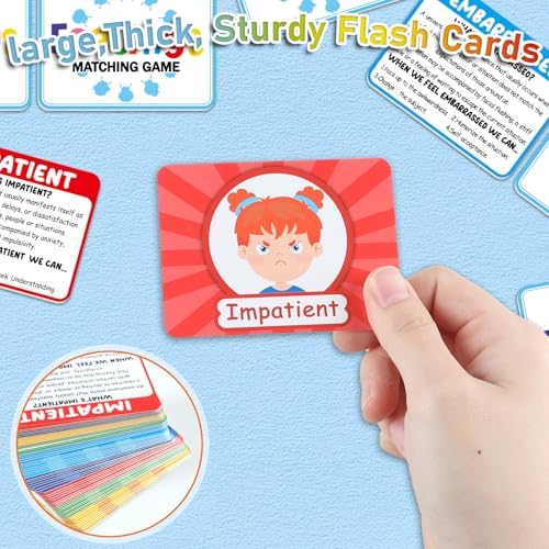 gisgfim Feelings Emotion Cards Match Game Social Emotional Learning Activities Social Emotion Skills Educational Memory Matching Game Flash Card for Calm Down Corner Supplies Preschool Kindergarten - Image 3