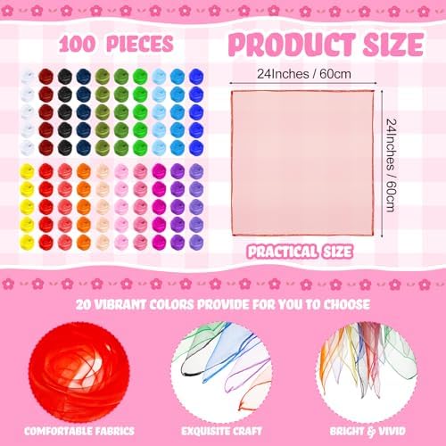 Toulite 100Pcs Juggling Scarves Bulk Dance Scarve Play Scarf Silk Colorful - Image 2
