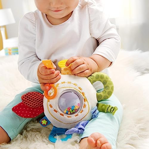 HABA Teether Cuddly Rainbow Round - Soft Activity Toy with Rattling & Teething Elements,Multicolored - Image 2