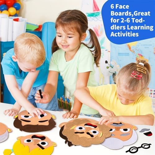 1Set Emotion Learning Felt Board Set for Kids, Montessori Sensory Toys, Interactive Storytelling Kit with 6 Facial Expressions, Early Education Tool for Toddlers - Image 3