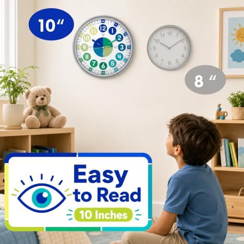 OWLCONIC Kids Analog Clock - Learning Clock, Silent 10 Inch Homeschool - Image 5