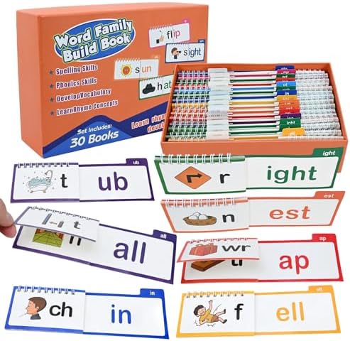 30 Read and Rhyme Flip Books for Kids, Word Family Phonics Flash Cards for Toddlers, Kindergarten & Homeschool Preschool Learning Activities, Sight Words Games for Ages 3+ by Unknown