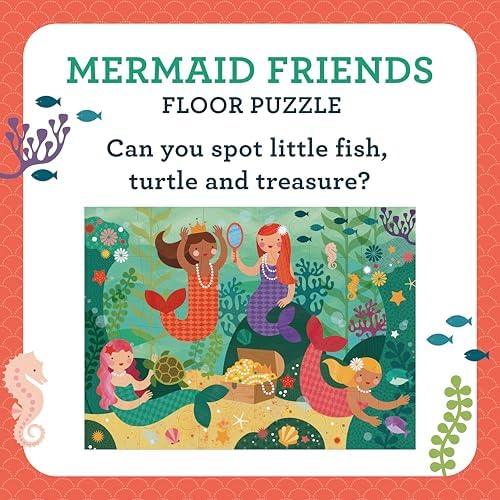 Petit Collage Floor Puzzle Mermaid Friends 24 Pieces | Large Puzzle for Kids | Completed Mermaid Puzzle Measures 18” x 24” | Makes a Great Gift Idea for Ages 3+ - Image 4