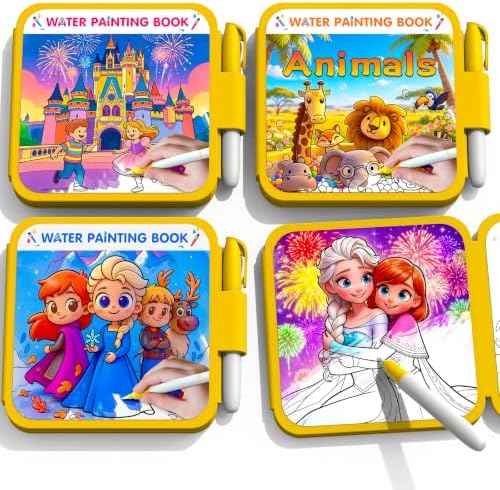 ZHOC Reusable Water Painting Books for Kids – 3 Pack Magic Water Reveal Coloring Books with Water Pens (Ice World, Castle & Animals) No-Mess Coloring Book Fun Travel Activity for Ages 3–8 by ZHOC
