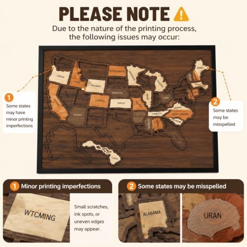 Wooden USA Travel Map Puzzle, Educational Geography Learning Tool, Interactive United States Map, Durable WoodenPuzzle Frame, Home Learning Activity, Detailed State Pieces with Capital Cities - Image 3