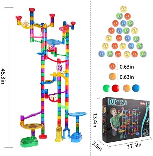 Meland Marble Run Sets for Kids - 153Pcs Marble Race Track Maze Madness Game STEM Building Tower Toy for 4 5 6 + Year Old Boys Girls(113 Pcs + 30 Glass + 10 Led Lighted) - Image 5