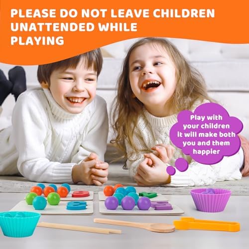 Fine Motor Toys，Wooden Peg Board Bead Game for Toddlers - Rainbow Stacking, Color Sorting & Counting Toys | Fine Motor Skills Development | Math Learning Games for 3 4 5 Years Old - Image 3