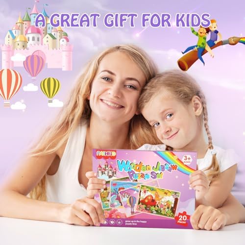 Wooden Puzzles Toys for Kids Ages 3-5, Set of 4 Packs with 20-Piece Unicorn Mermaid Princess Wood Jigsaw Puzzles, Preschool Educational Brain Teaser Toys for Girls 3 4 5 6 Years Old. - Image 7