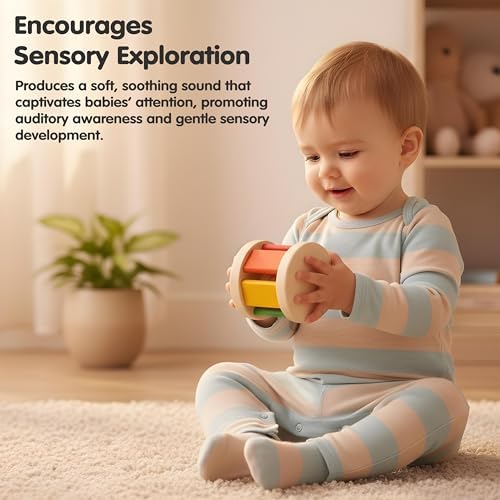 PlanToys® Wooden Roller Rattle for Babies, Montessori Sensory Sound Toy - Image 5