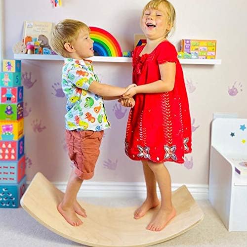 WOOD CITY Wobble Board, Wooden Balance Board Kids for Toddlers & Adults, Curvy Rocker Board for Yoga and Exercise Indoor & Outdoor, Open Ended Learning Toy Gift - Image 2