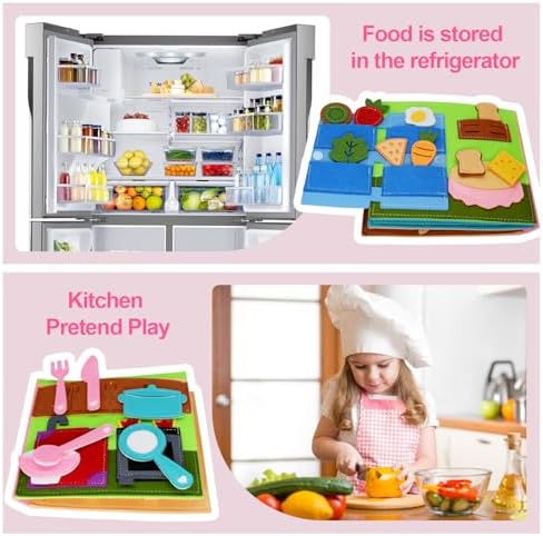 Montessori Busy Book, Pretend Play Felt Busy Board for Kids Age 2-4 - Image 5