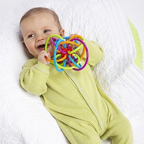 Manhattan Toy Winkel Rattle & Sensory Teether Toy, Blue/Green/Orange, 5 Inch x 4 Inch x 3.5 Inch - Image 2