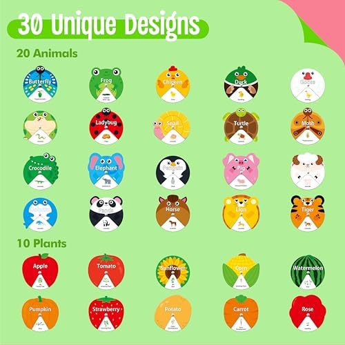 30 PCS Life Cycle Spinners, 20 Animals & 10 Plants Montessori Learning Toy for Kids, Educational Spinning Game Nature & Science Learning Activities for Toddlers - Image 2