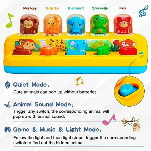 Baby Pop Up Toys with Music & Light Montessori Toys for 1 Year Old Boy Girl - Image 4