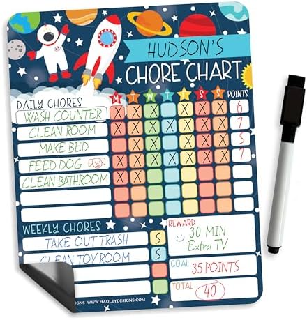 Magnetic Chore Chart for Kids Dry Erase Reward Chart for Home and Classroom by HadleyDesigns