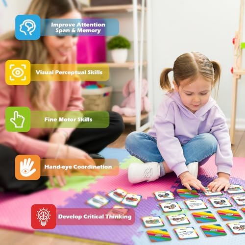Aizweb Match Game,Memory Game, Vehicle 48 Pcs Toddler Card Games for Kids Ages 3 4 5 6,Flash Cards for Preschool Kindergarten Learning Activities,Educational Toys Homechool Supplies - Image 5